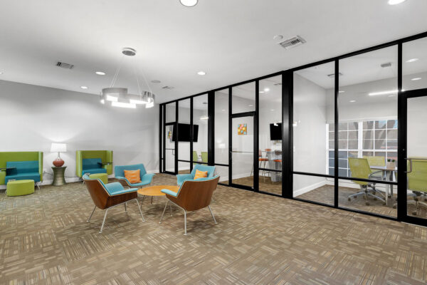 Private study rooms and cyber lounge at The Overlook student apartments near SFA Nacogdoches TX