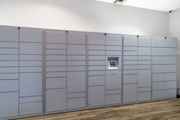 Smart package locker system in the clubhouse at The Overlook student apartments Nacogdoches TX